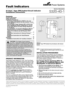 S320-40-1 Fault Indicators S.T.A.R. Type TPR Faulted Circuit Indicator