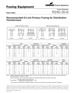 R240-30-6 Fusing Equipment Recommended D-Link Primary Fusing for Distribution Transformers