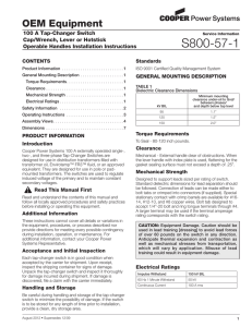 S800‑57‑1 oem equipment 100 a tap-Changer Switch Cap/Wrench, lever or Hotstick