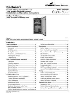 S280-70-2 Reclosers Contents Form 6 Microprocessor-Based