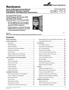 S280-70-3 Reclosers Contents Form 6 Microprocessor-Based