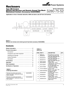 S280-75-52 Reclosers Contents Type ME Control