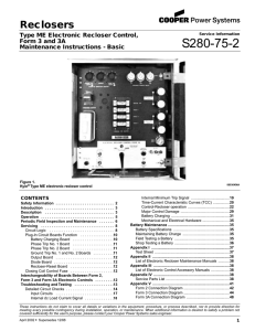 S280-75-2 Reclosers Type ME Electronic Recloser Control, Form 3 and 3A