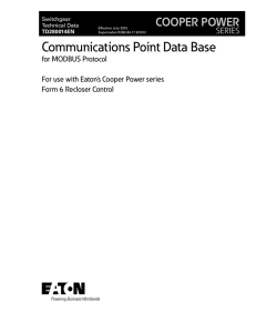 Communications Point Data Base COOPER POWER SERIES for MODBUS Protocol