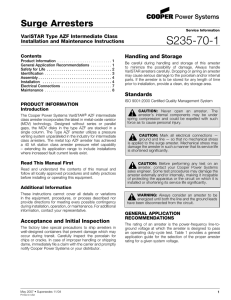 S235-70-1 Surge Arresters Handling and Storage