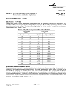 TD-220 SUBJECT SURGE ARRESTER SELECTION Transmission and Station Applications