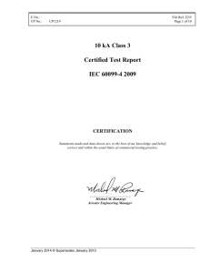 10 kA Class 3  Certified Test Report IEC 60099-4 2009