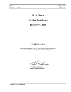 20 kA Class 4  Certified Test Report IEC 60099-4 2009