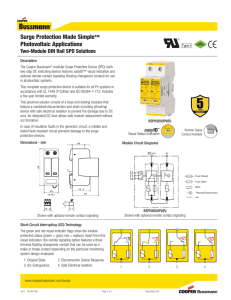 Surge Protection Made Simple Photovoltaic Applications ™ Two-Module DIN Rail SPD Solutions