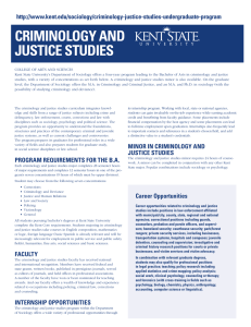 Criminology and JustiCe studies