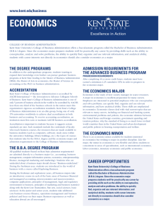 ECONOMICS www.kent.edu/business Excellence in Action