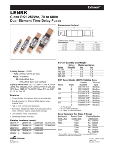 LENRK Edison Class RK1 250Vac, 70 to 600A Dual-Element Time-Delay Fuses