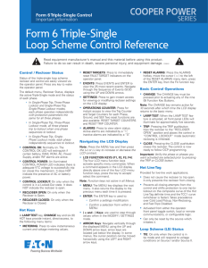 Form 6 Triple-Single Loop Scheme Control Reference FNrm 6 Triplt-Singlt CNnorNl Important information