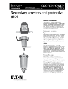 Secondary arresters and protective gaps COOPER POWER SERIES