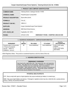 Cooper Industries/Cooper Power Systems:  Cleaning Solvent (Cat. No. 131600)