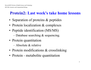 Protein2: Last week's take home lessons