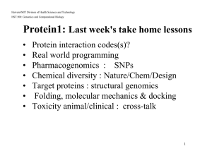 Protein1: Last week's take home lessons