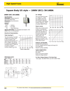 Square Body US style — 1000V (IEC): 50-1400A High Speed Fuses