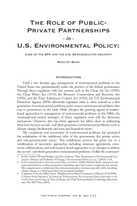 The Role of Public- Private Partnerships  U.S. Environmental Policy: