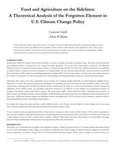Food and Agriculture on the Sidelines: U.S. Climate Change Policy