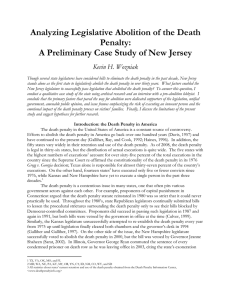 Analyzing Legislative Abolition of the Death Penalty: Kevin H. Wozniak
