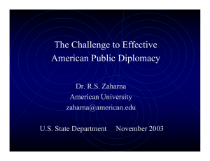 The Challenge to Effective American Public Diplomacy Dr. R.S. Zaharna American University