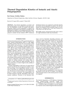 Thermal Degradation Kinetics of Isotactic and Atactic Polypropylene Ravi Kumar, Giridhar Madras