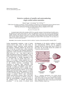 Selective synthesis of metallic and semiconducting single-walled carbon nanotubes Rakesh Voggu