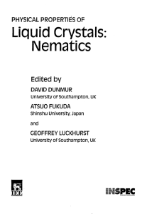 Nematics Liquid Crystals: Edited