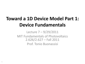Toward a 1D Device Model Part 1: Device Fundamentals