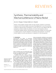 REVIEWS Synthesis, Thermal stability and Mechanical Behavior of Nano-Nickel