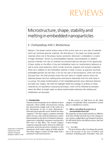 REVIEWS Microstructure, shape, stability and melting in embedded nanoparticles