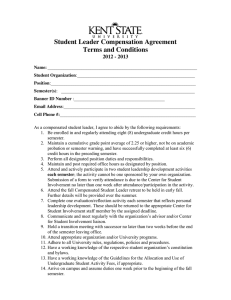 Student Leader Compensation Agreement Terms and Conditions 2012 - 2013