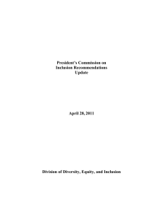 President’s Commission on Inclusion Recommendations Update April 28,