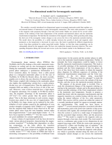 Two-dimensional model for ferromagnetic martensites * S. Sreekala and G. Ananthakrishna
