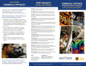 CPIP FACULTY CHEMICAL PHYSICS CHEMICAL PHYSICS? WHY CHOOSE