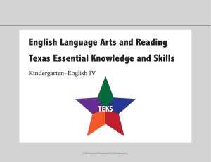 English Language Arts and Reading Texas Essential Knowledge and Skills  Kindergarten–English IV