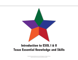 Introduction to ESOL I &amp; II Texas Essential Knowledge and Skills