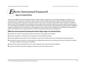 E ffective Instructional Framework Age 0 to School Entry