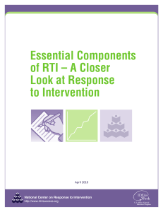 Essential Components of RTI – A Closer Look at Response to Intervention