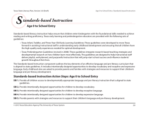 S tandards-based Instruction Age 0 to School Entry