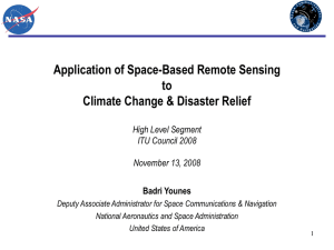 Application of Space-Based Remote Sensing to Climate Change &amp; Disaster Relief