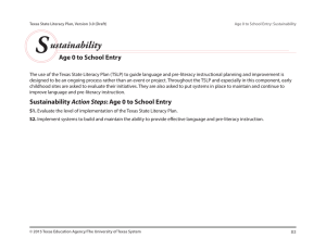 S ustainability Age 0 to School Entry