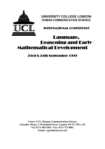 Language, Reasoning and Early Mathematical Development