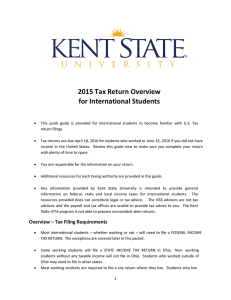   2015 Tax Return Overview  for International Students 