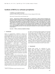 Synthesis of BiFeO by carbonate precipitation 3 V KOTHAI and RAJEEV RANJAN