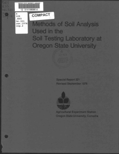 • .s of Soil Analysis Used in the Soil Testing Laboratory at