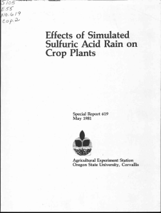 Effects of Simulated Sulfuric Acid Rain on Crop Plants JO