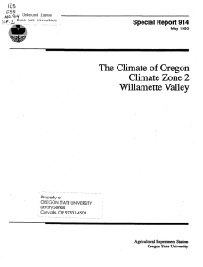 The Climate of Oregon Climate Zone 2 Willamette Valley Special Report 914