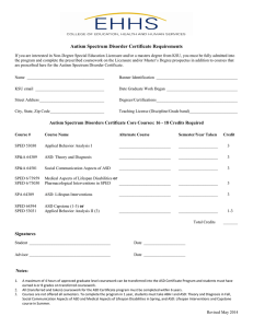 Autism Spectrum Disorder Certificate Requirements